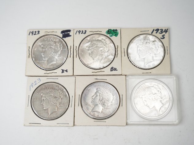 Image for (6) Peace Dollars (3) 1923, (2) 1924, and 1934