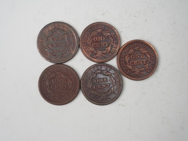 Image for (5) Braided Hair Large Cents, 1840, 1841, and (3) 1844