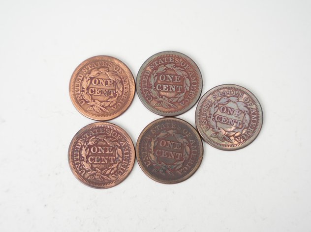 Image for (5) Braided Hair Large Cents, 1850, (2) 1851, and (2) 1852