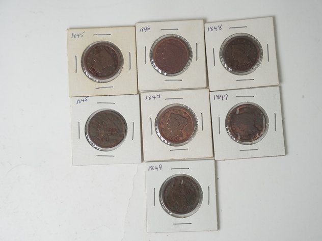 Image for (7) Braided Hair Large Cents, (2) 1845, 1846, (2) 1847, 1848, and 1849