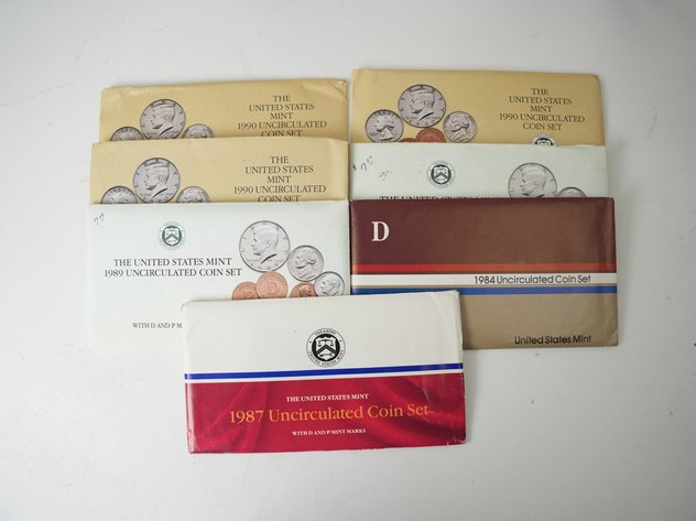 Image for (6) US Mint Uncirculated P and D Coin Sets 1984, 1987, (2) 1989, and (3) 1990