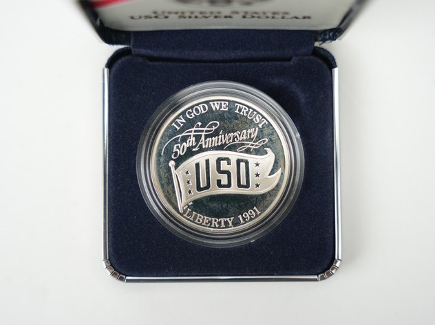Image for 1991 USO 50th Anniversary Commemorative Silver Coin