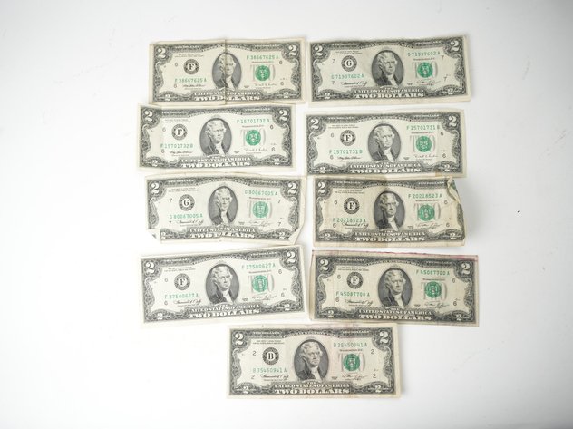 Image for (9) $2 Federal Reserve Notes (7) 1976 and (2) 1995