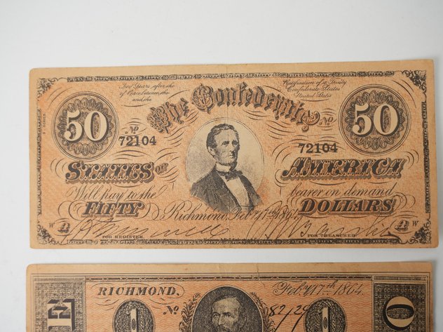 Image for (2) 1864 Confederate States Notes $50 and $1 REPRODUCTION