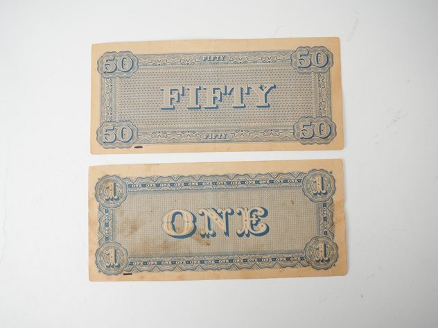 Image for (2) 1864 Confederate States Notes $50 and $1 REPRODUCTION