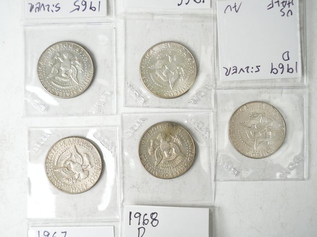 Image for (5) Kennedy Half Dollars (40% Silver) 1965-1969