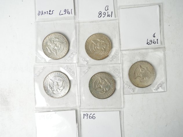 Image for (5) Kennedy Half Dollars (40% Silver) 1965-1969