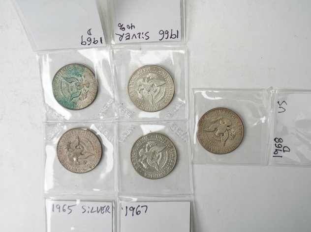Image for (5) Kennedy Half Dollars (40% Silver) 1965-1969