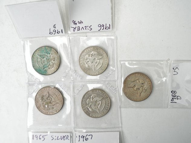 Image for (5) Kennedy Half Dollars (40% Silver) 1965-1969