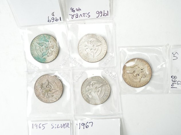 Image for (5) Kennedy Half Dollars (40% Silver) 1965-1969