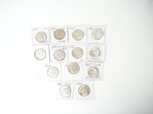 Image for (13) Kennedy Half Dollars (40% Silver) 1966, (9) 1967, and (3) 1969 D