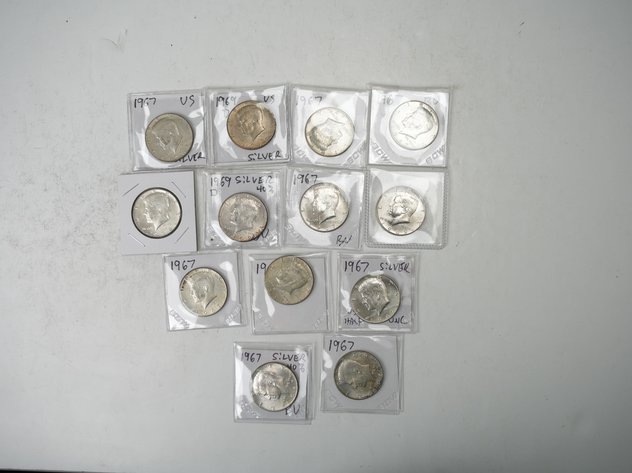 Image for (13) Kennedy Half Dollars (40% Silver) 1966, (9) 1967, and (3) 1969 D
