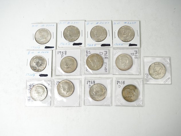 Image for (13) 1968 D Kennedy Half Dollars (40% Silver)