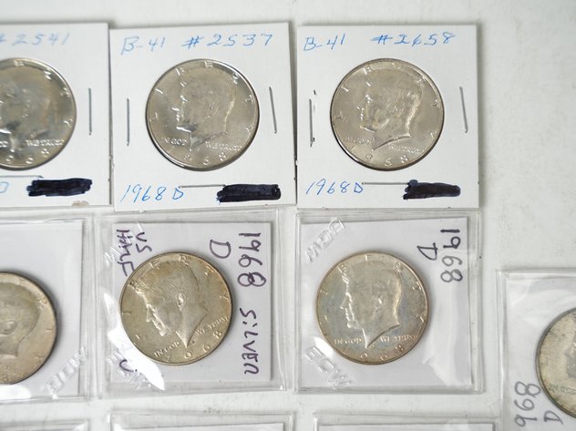 Image for (13) 1968 D Kennedy Half Dollars (40% Silver)