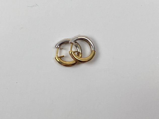 Image for 14kt Gold and Diamond Twotone Ladies Hoop Reversible Earrings