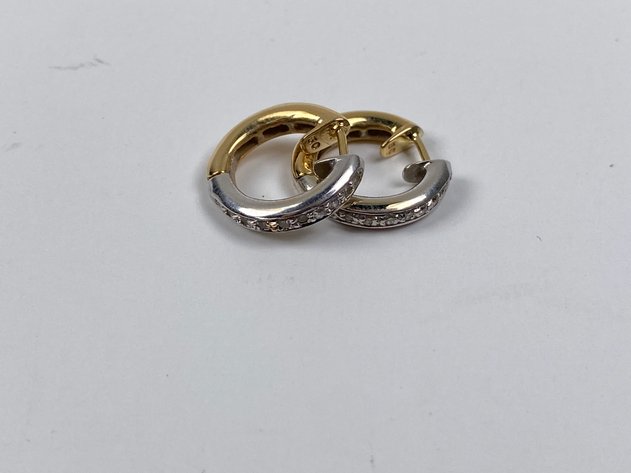 Image for 14kt Gold and Diamond Twotone Ladies Hoop Reversible Earrings