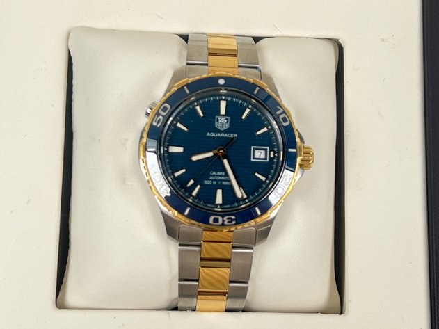 Image for Tag Heuer Auqaracer 500M Stainless and Yellow Gold Twotone Watch with Blue Face
