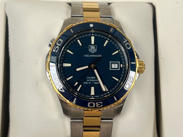 Image for Tag Heuer Auqaracer 500M Stainless and Yellow Gold Twotone Watch with Blue Face