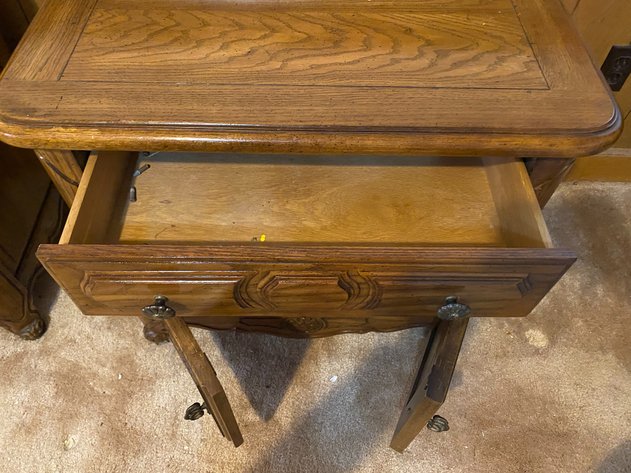 Image for (2) Oak Carved French Provincial Night Stands