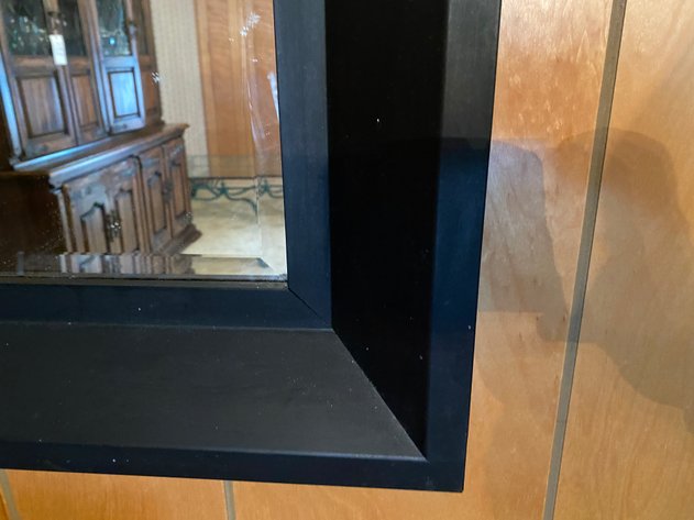 Image for Black Wooden-Framed Rectangular Beveled Mirror