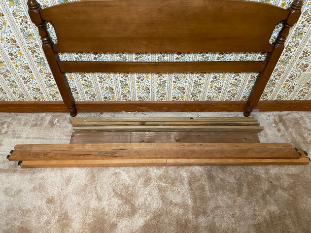 Image for (9) Wooden Full-Sized Bed Frame with Rails and Slats