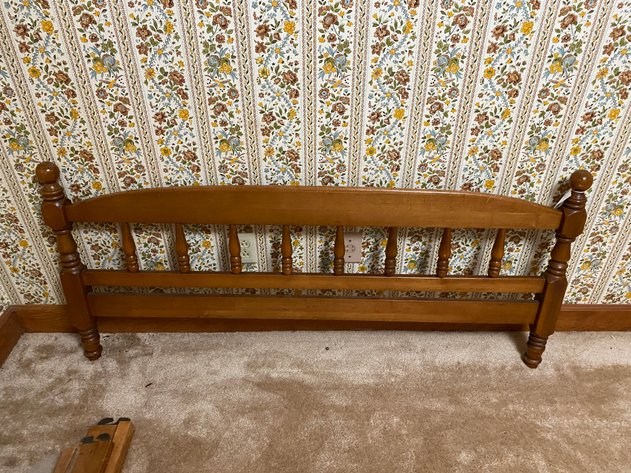 Image for (9) Wooden Full-Sized Bed Frame with Rails and Slats