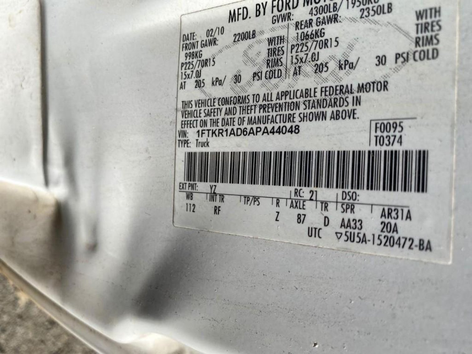 Image for 2010 Ford Ranger Pickup - City of Winston-Salem Rolling Stock Online Only