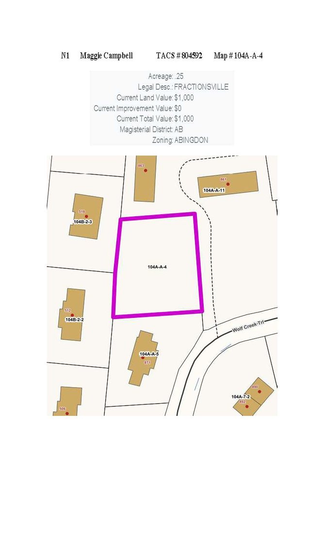 Image for NJS1 - 0.25 acre +/- off of Wolf Creek Trail in Abingdon