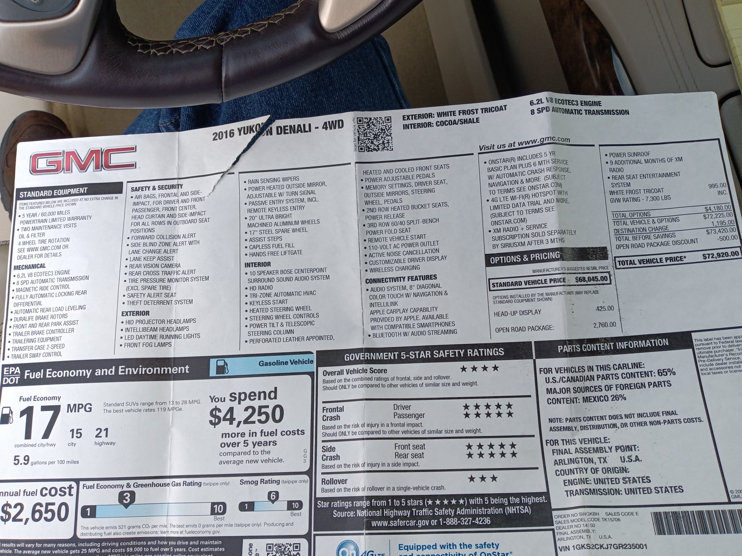 Image for 2016 GMC Yukon Denali