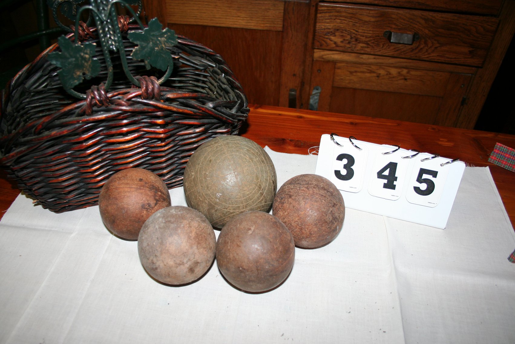 Image for Antique Wooden Croquet / Bocce Balls (5)