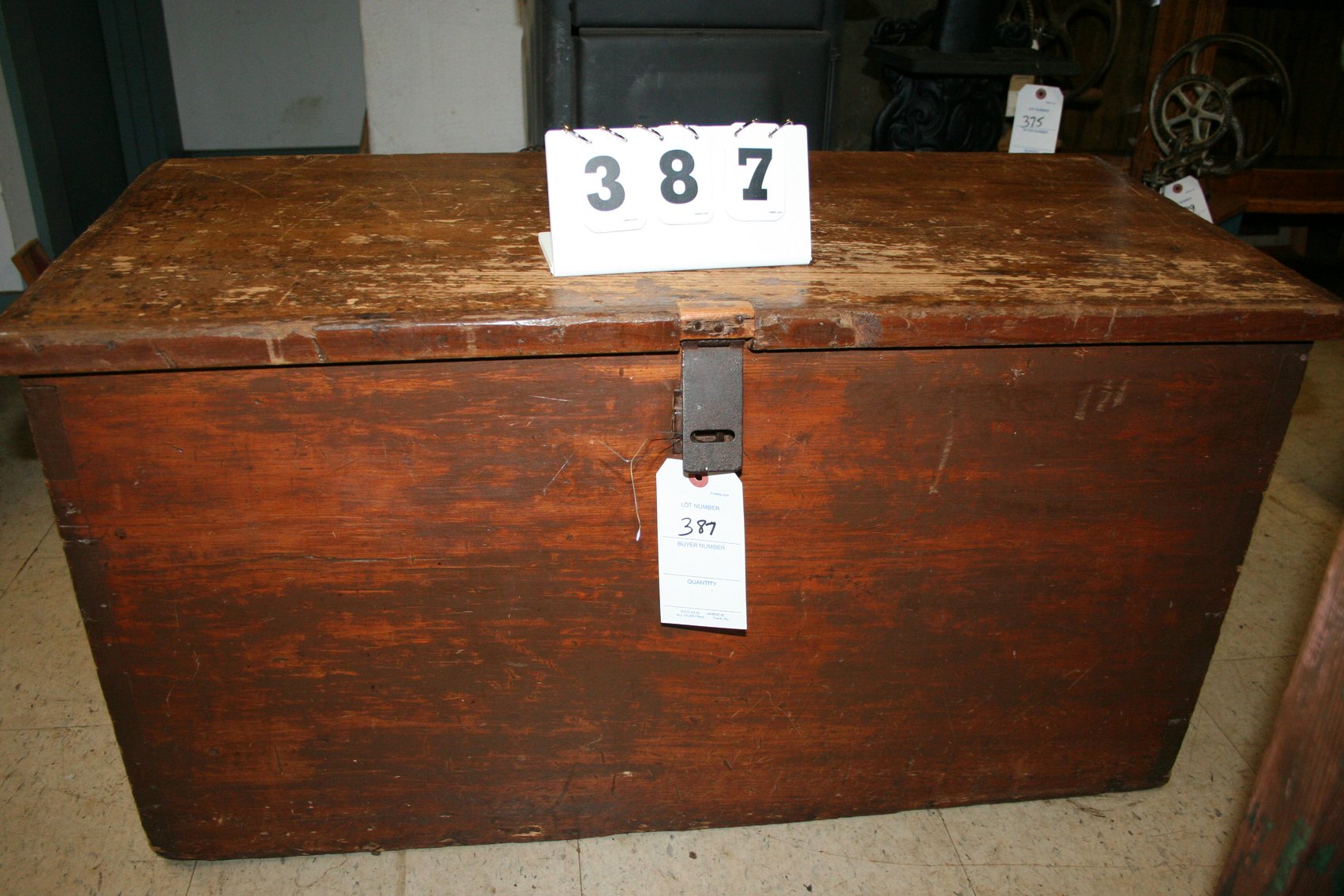 Image for Wooden Chest Dove Tailed Original Hardware 3 Shelves