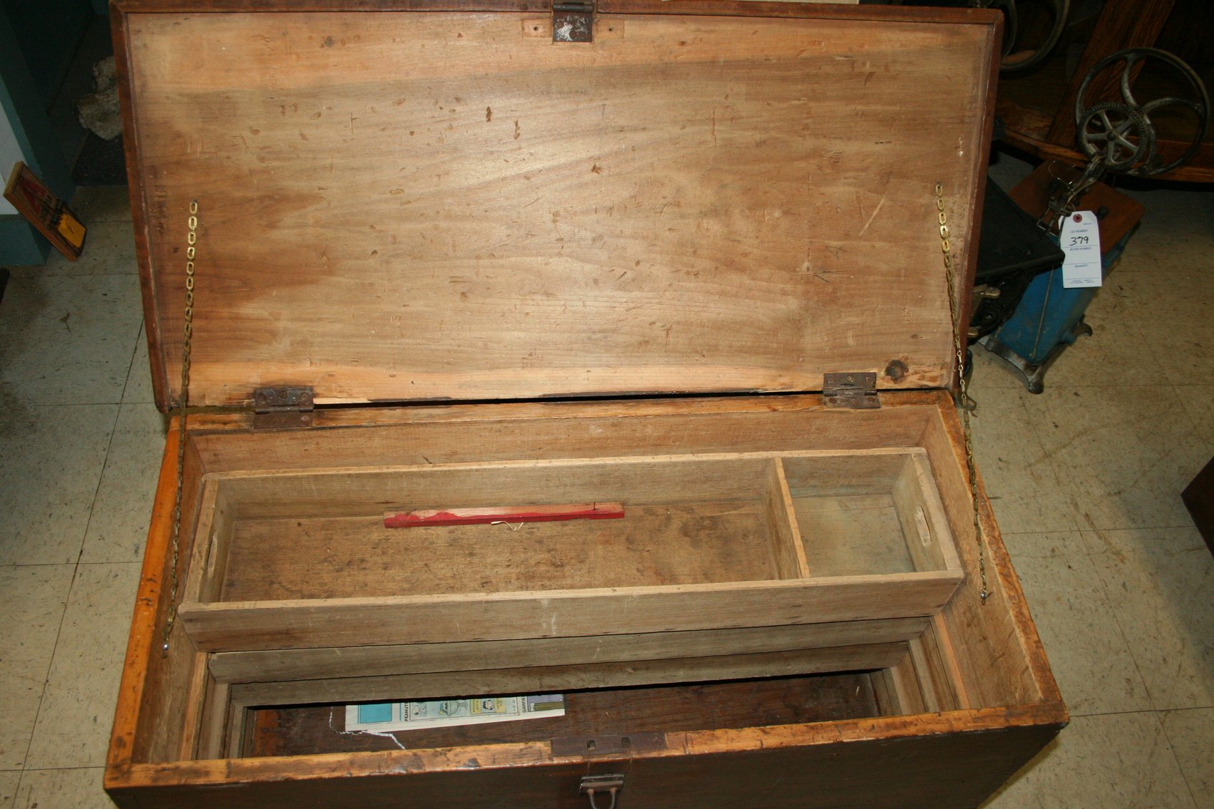 Image for Wooden Chest Dove Tailed Original Hardware 3 Shelves