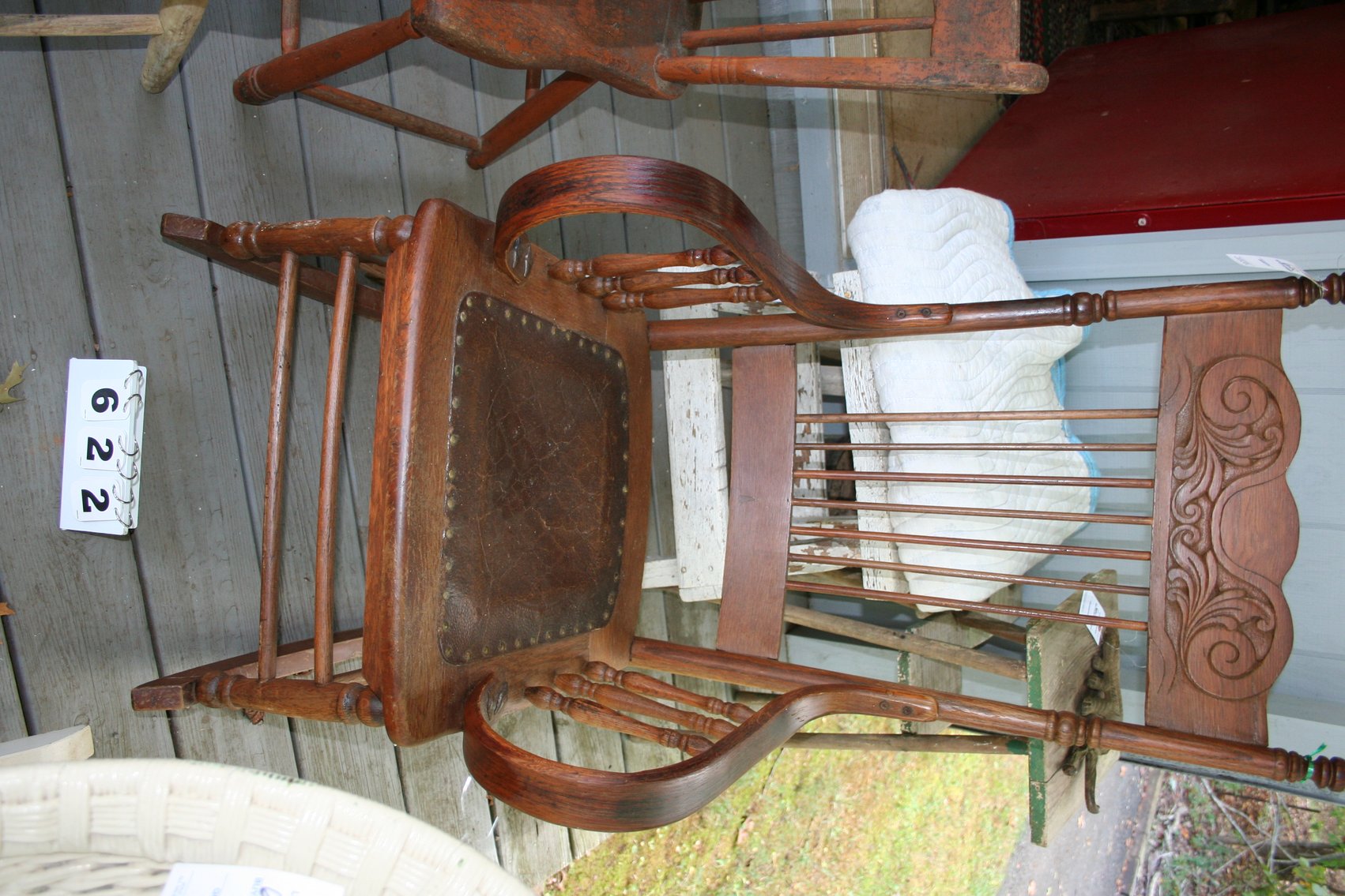 Image for Antique Press Back Oak Rocker