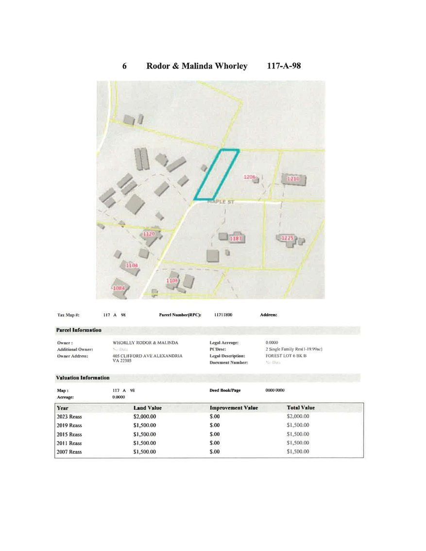 Image for REDEEMED NJ6 - Lot 6 Block 8 on Maple Street, Forest