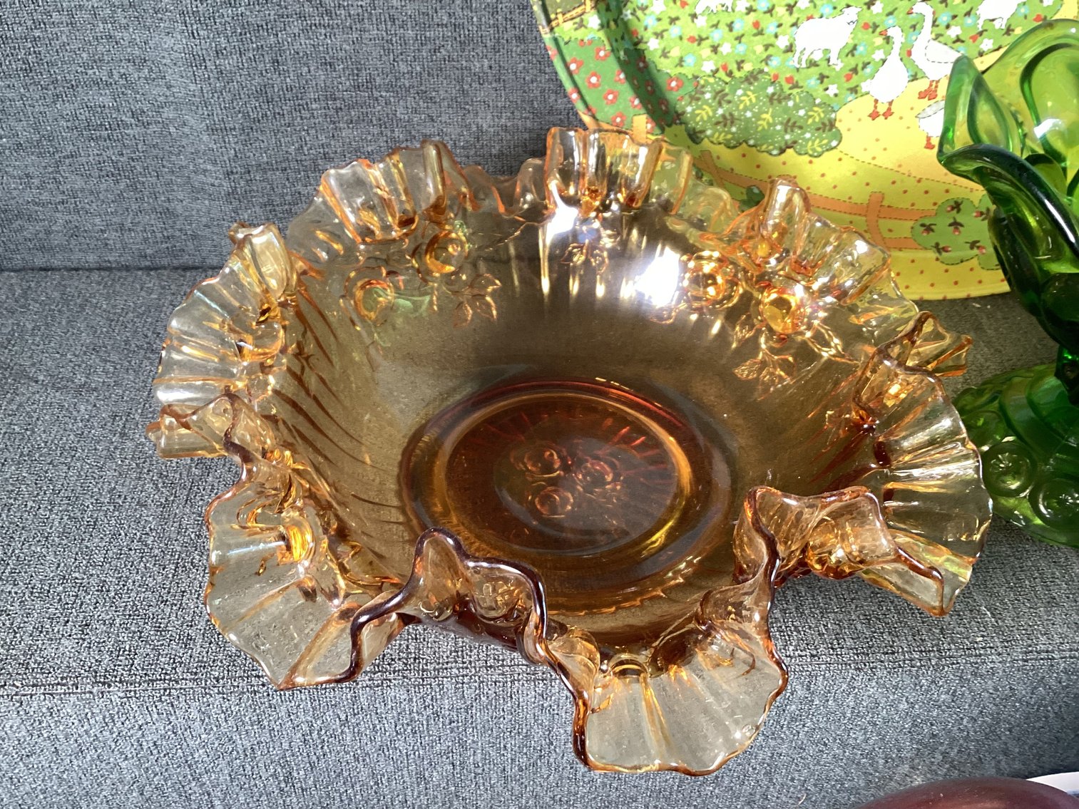 Image for Amber Ruffled Bowl and More