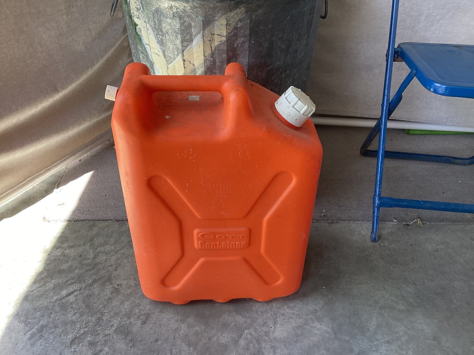 Image for Fuel Can, Trash Can, and Folding Chair