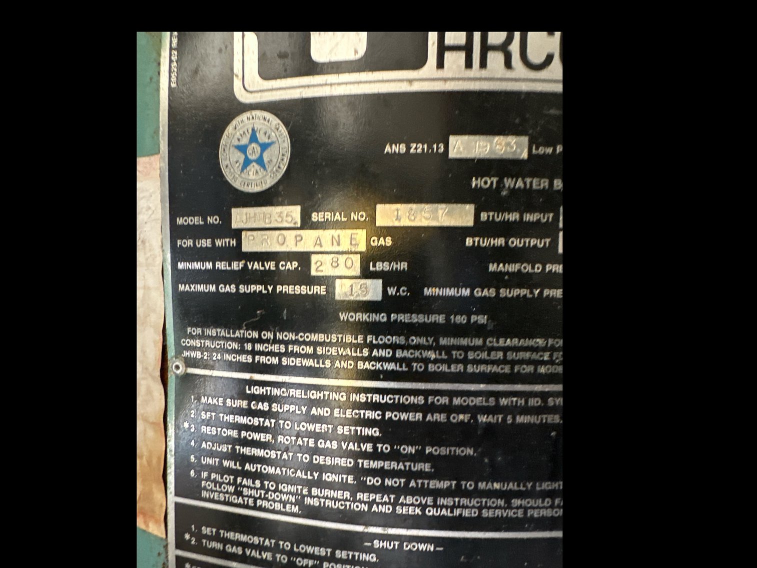 Image for Jarco Boiler. “For Parts”