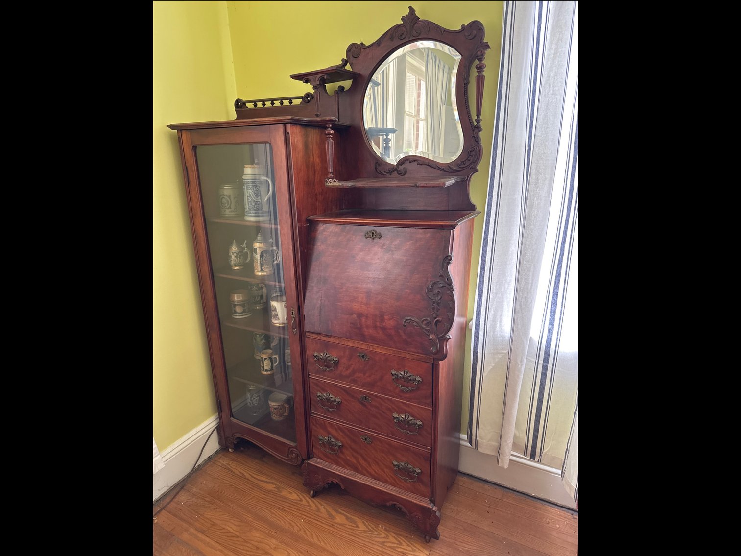 Image for Vintage secretary and curio cabinet