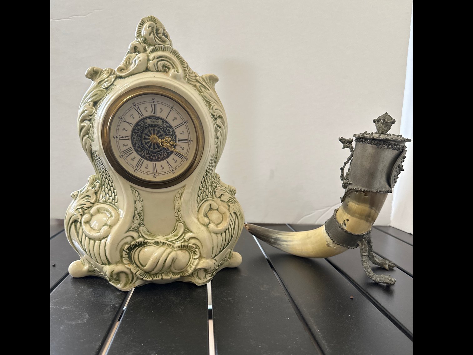 Image for Mantel Clock and decorative bull horn