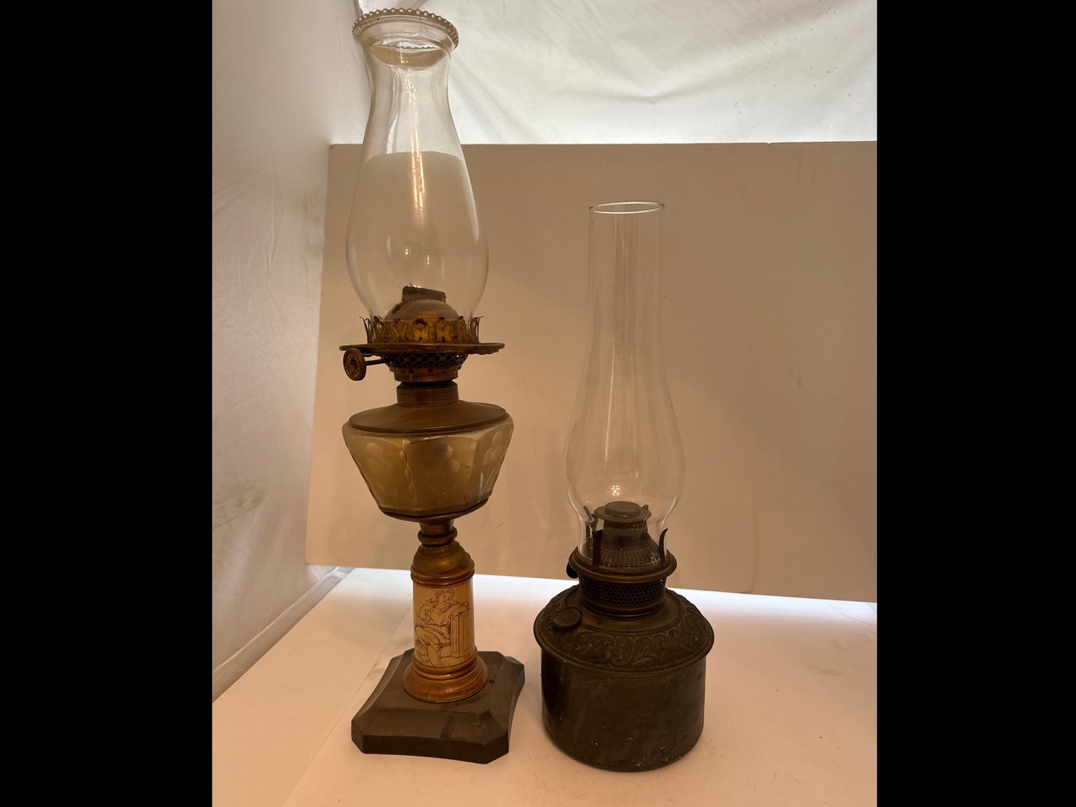 Image for Oil lamps (2) electric lamp (1)