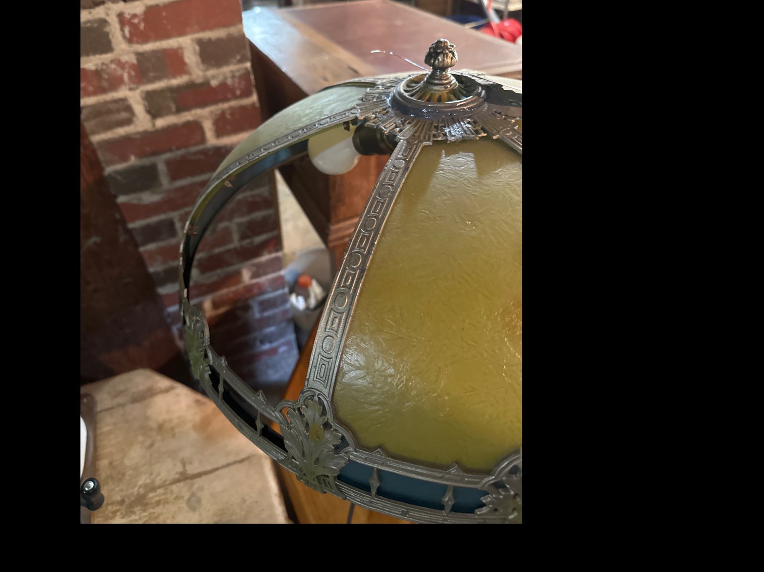 Image for Tiffany style lamp (broke shade) and table