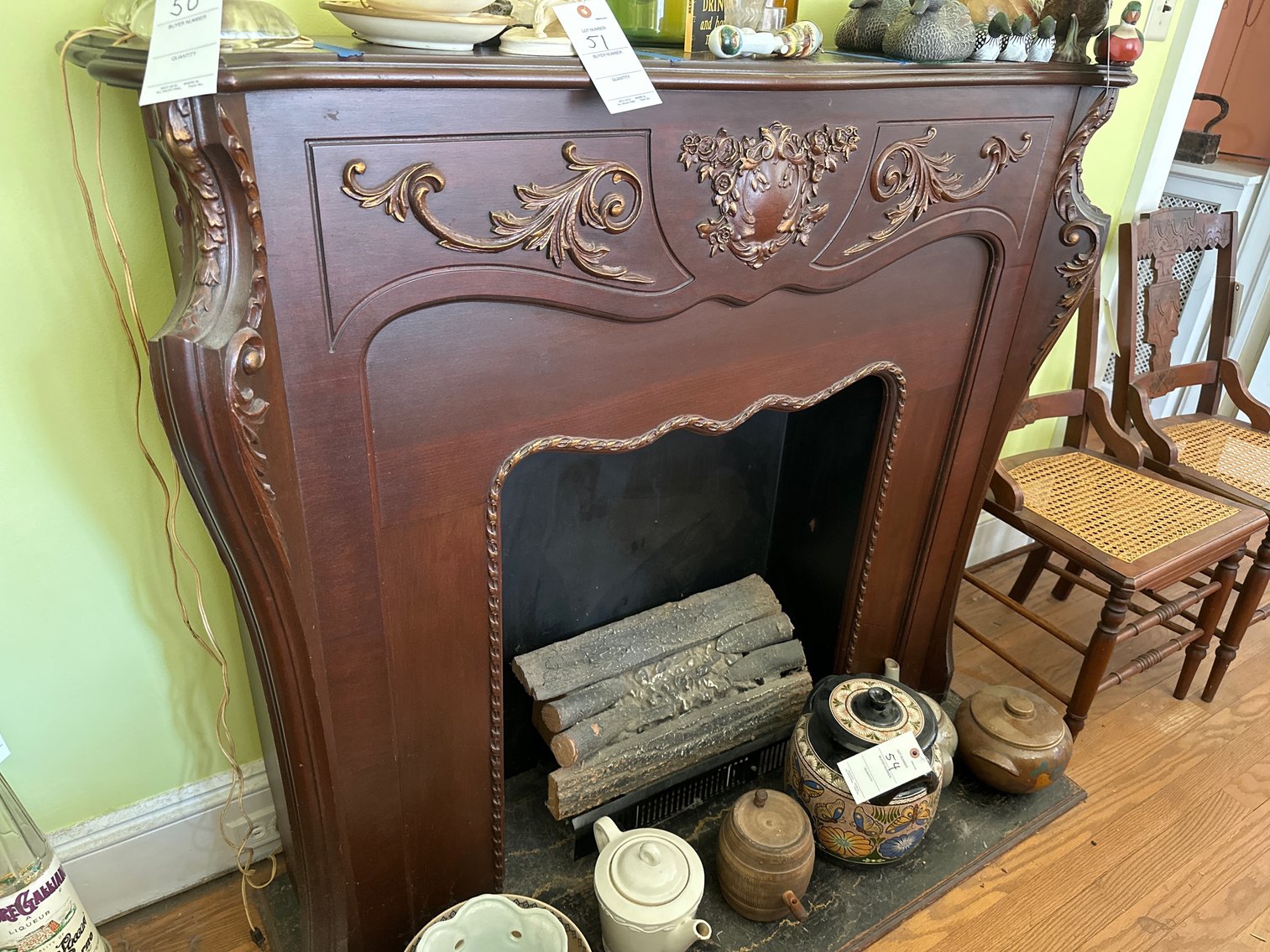 Image for Fireplace mantel and log set