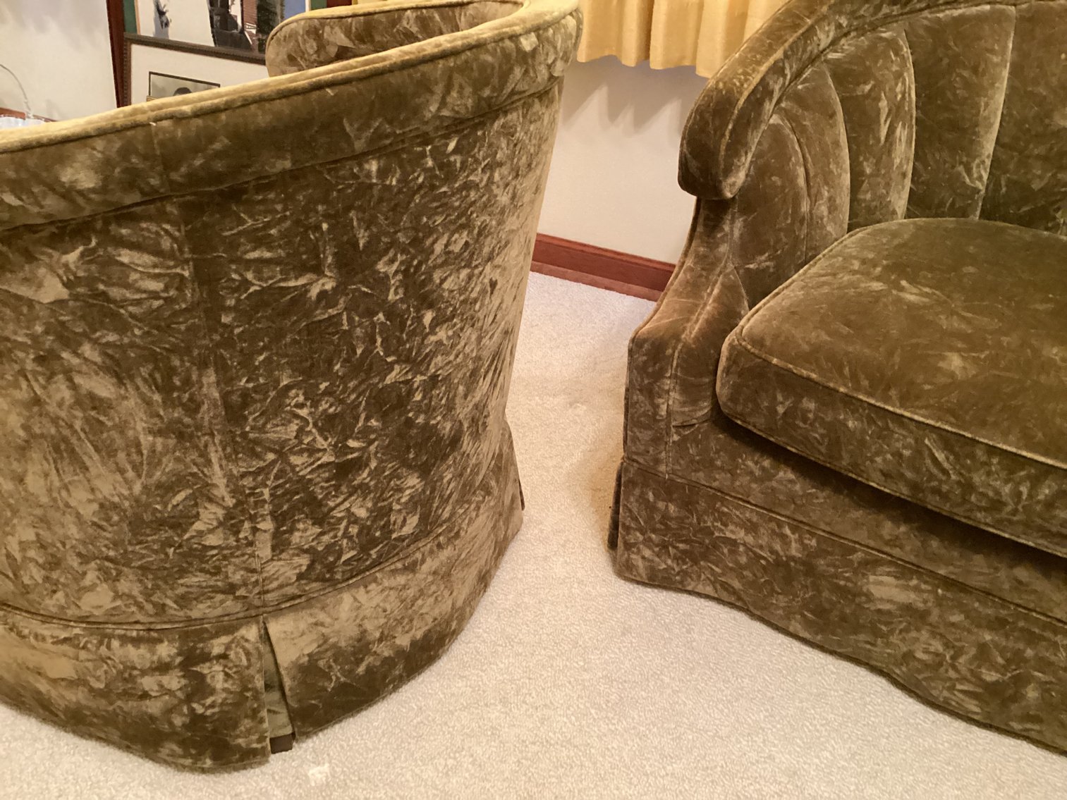 Image for Thomasville MCM Green Barrel Chairs
