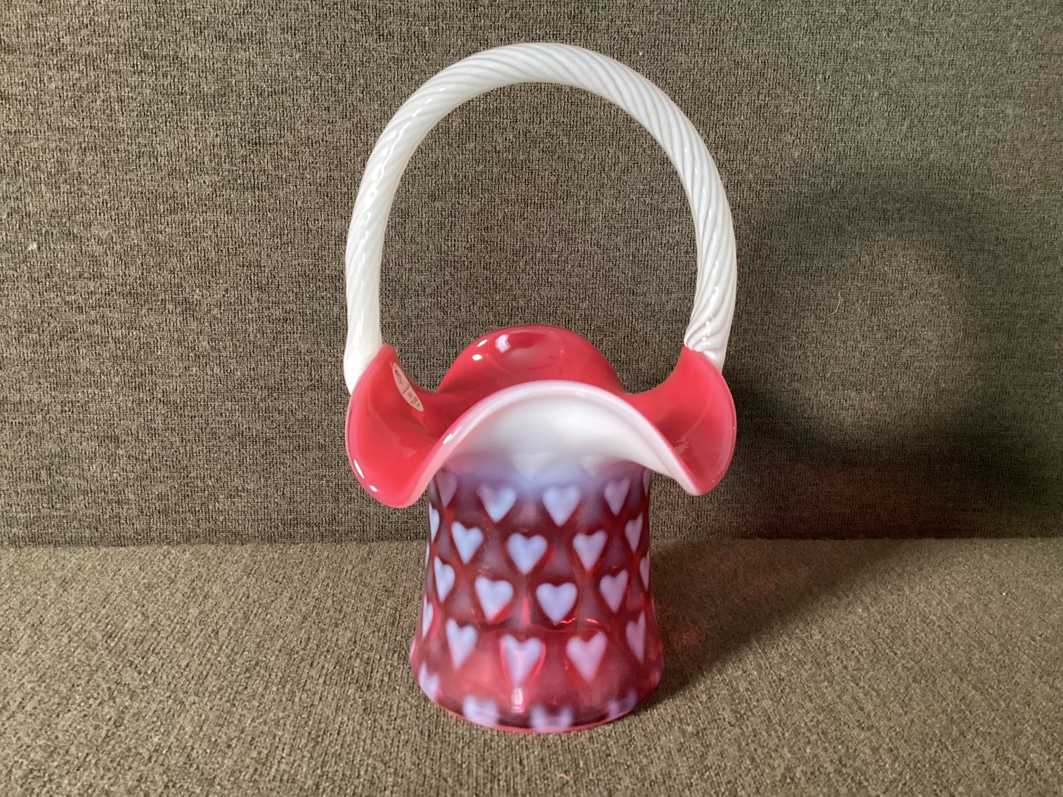 Image for Fenton Opalescent Heart Basket