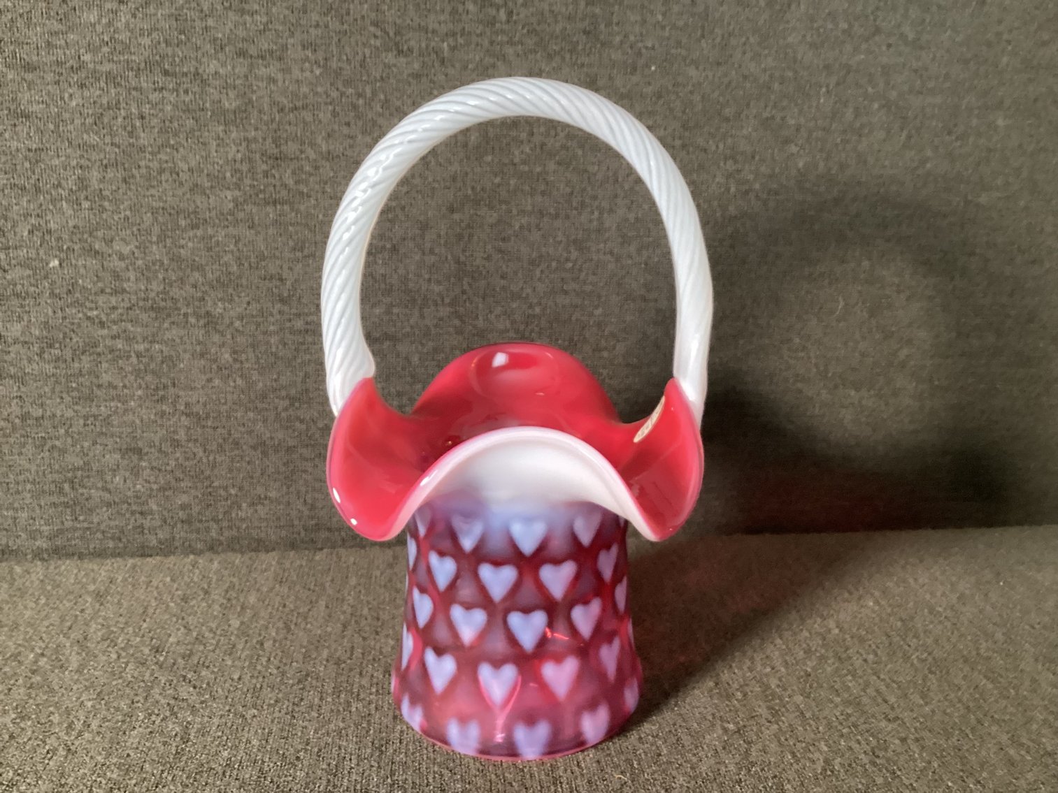 Image for Fenton Opalescent Heart Basket