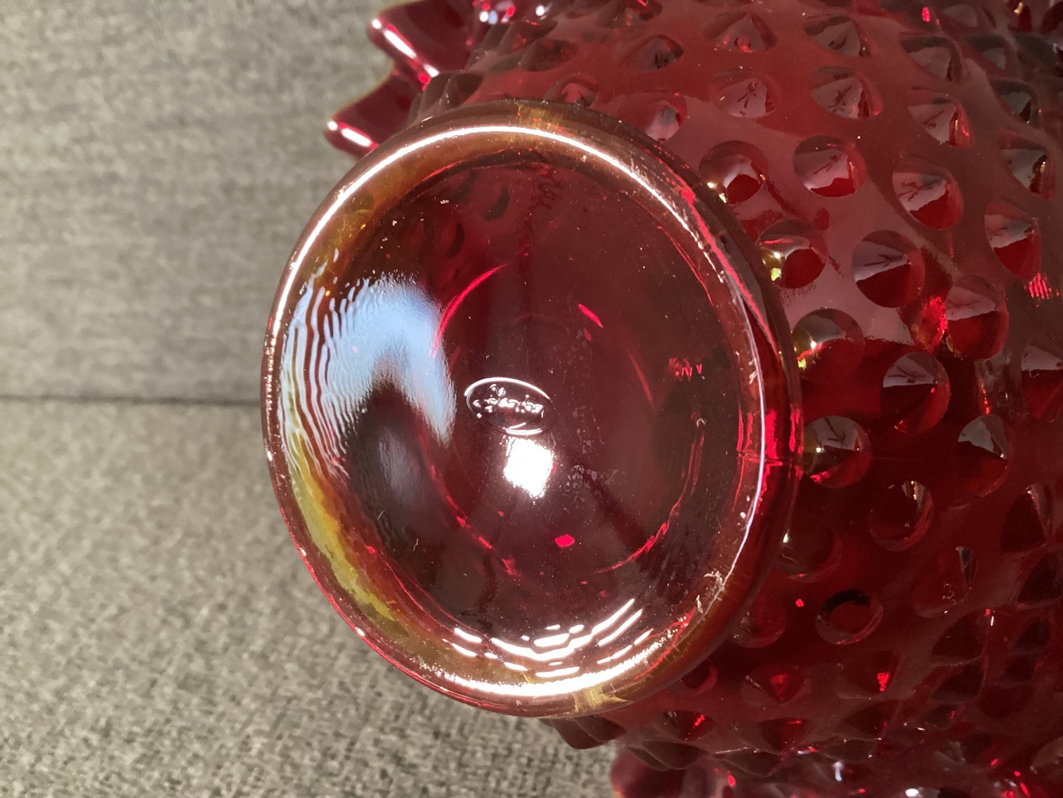 Image for Fenton Red Hobnail Basket