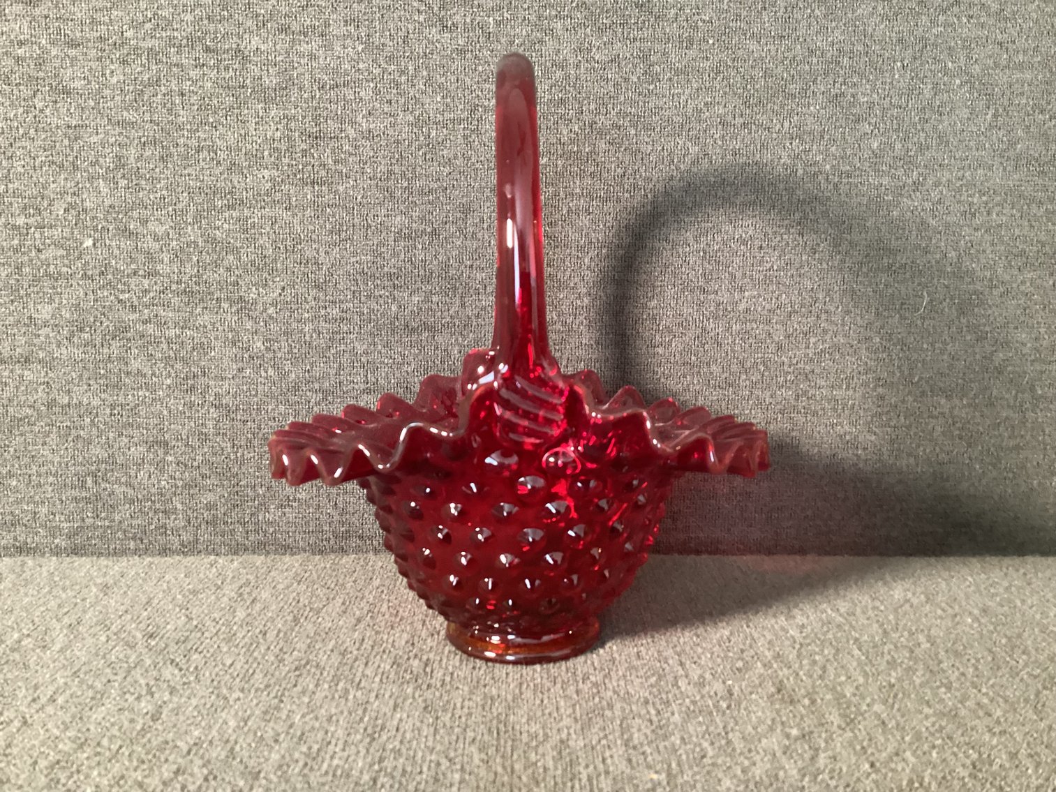 Image for Fenton Red Hobnail Basket