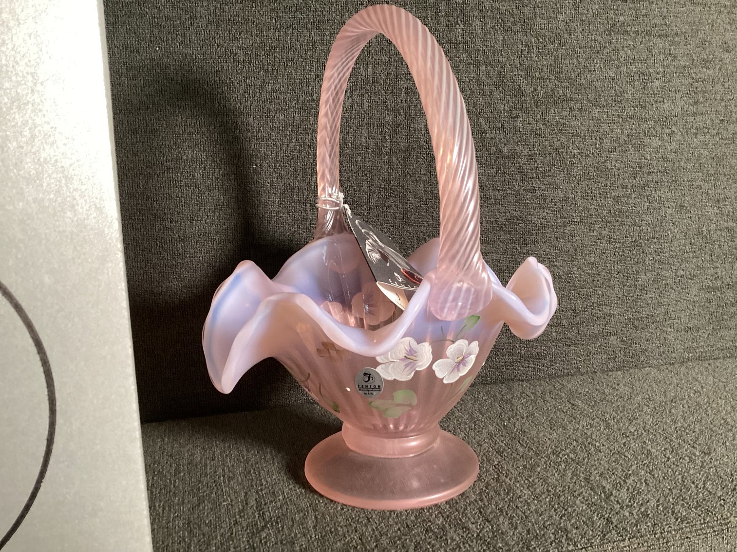 Image for Fenton Pink Opalescent Basket