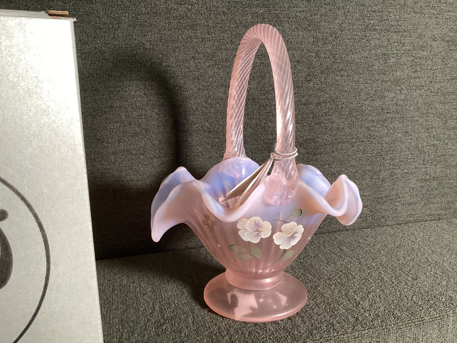 Image for Fenton Pink Opalescent Basket