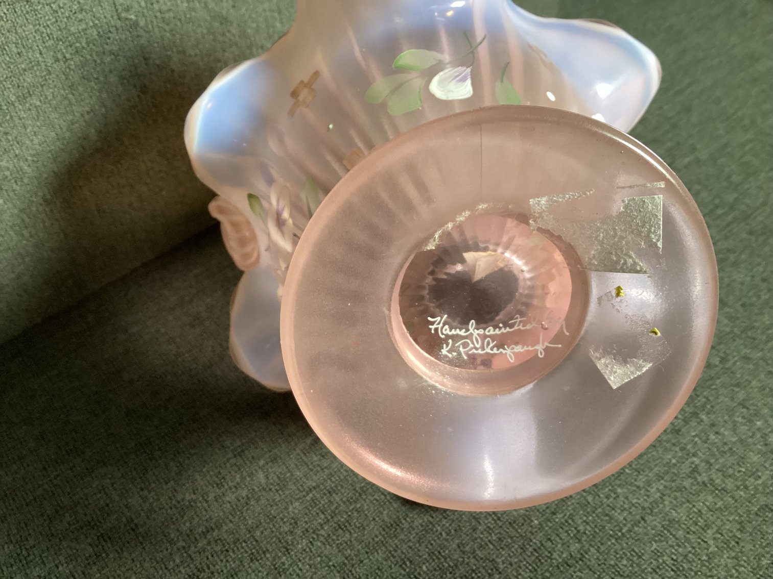 Image for Fenton Pink Opalescent Basket